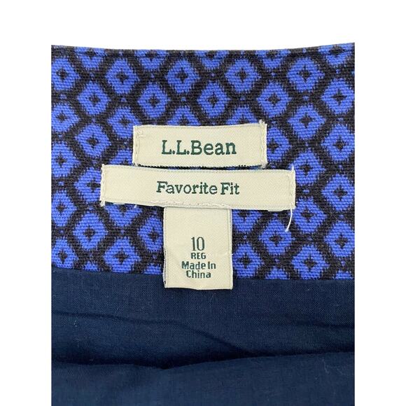 LL BEAN Blue Diamond Print Lined Favorite Fit Pencil Skirt 10 Reg Modest #286359 - Picture 6 of 9